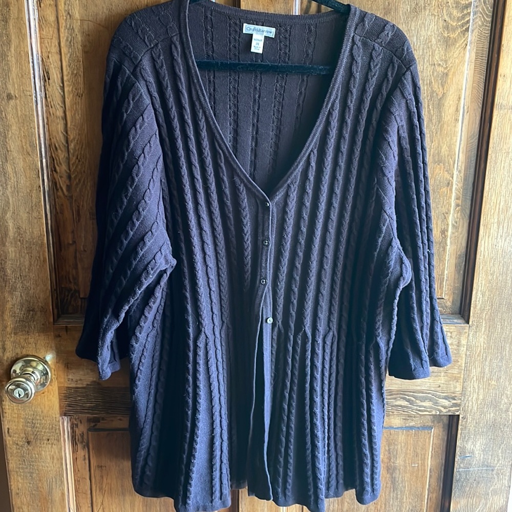 Plus size 3X sweater brown v-neck button down cardigan. Croft&Barrow